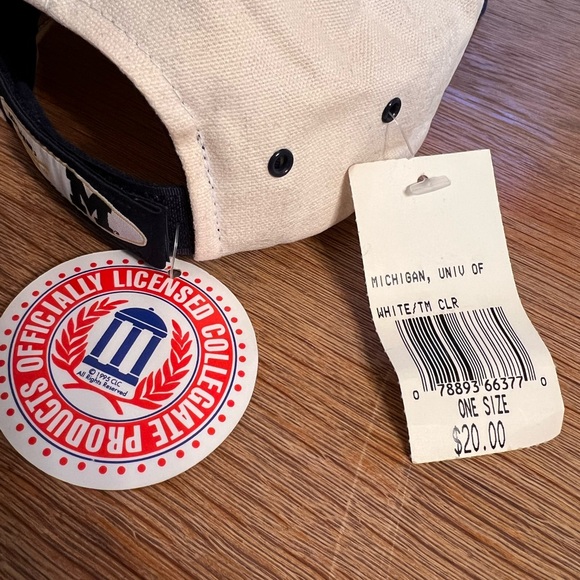 Vintage Michigan Wolverines Unisex Gold Blue Cream Football Ball Hat with Tags - Picture 4 of 10